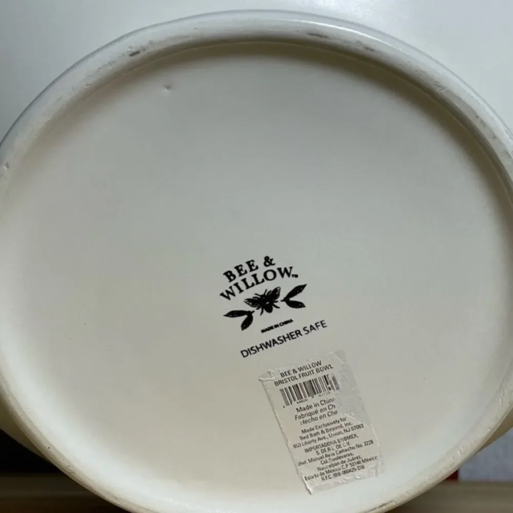 Bee & Willow Ivory Matte Bristol Large Embossed Ceramic Footed Fruit Bowl